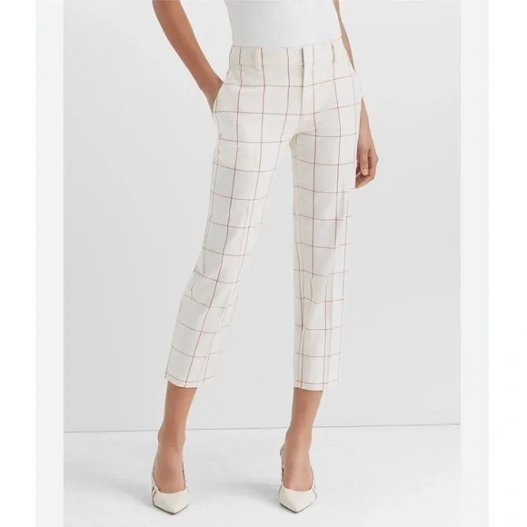 Club Monaco | Marie Pant: Creamy Beige & Pink Ankle Pants - Picture 3 of 17
